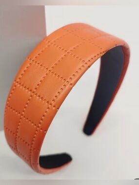 Quilted Orange Faux Leather Headband